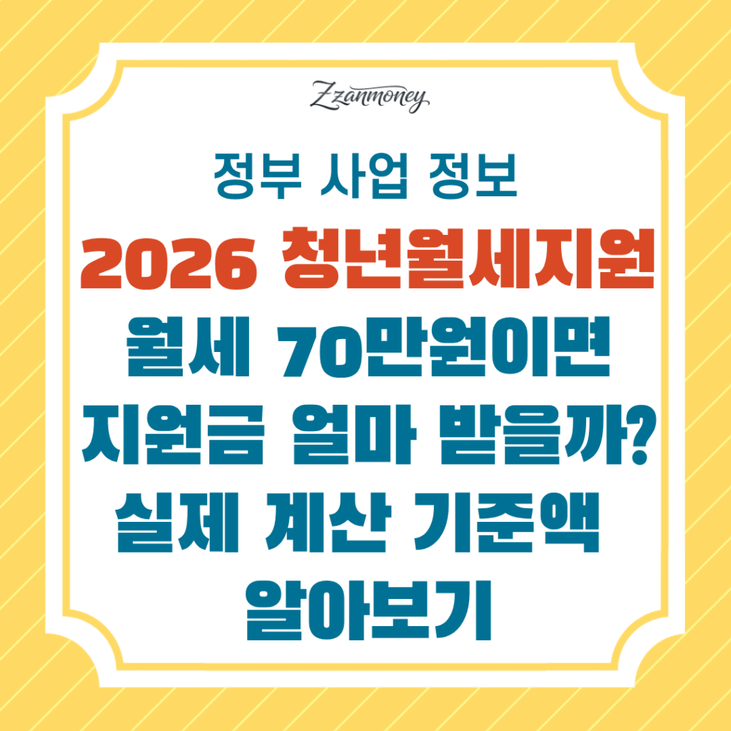 월세 70만원이면 청년월세지원 얼마 받을까? 실제 계산 기준으로 모의계산하기 (관리비 포함 여부) 2 2026청년월세지원_월세 70만원이면 지원금 얼마 받을까_지원금계산